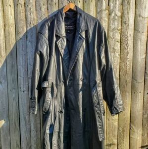 Wilson's Black Leather Trench Coat